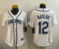 Women's Nike Seattle Mariners #12 Josh Naylor White Authentic Stitched MLB jersey