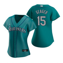 Women's Nike Seattle Mariners #15 Kyle Seager Green Game Authentic Stitched MLB jersey