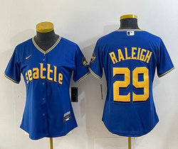 Women's Nike Seattle Mariners #29 Cal Raleigh Royal City Authentic Stitched MLB Jersey