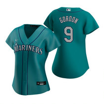 Women's Nike Seattle Mariners #9 Dee Gordon Green Game Authentic Stitched MLB jersey