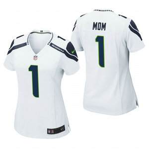 Women's Nike Seattle Seahawks #1 Dad White 2021 Mother's Day Authentic Stitched NFL Jersey