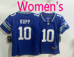 Women's Nike Seattle Seahawks #10 Cooper Kupp Blue Throwback NFL Jersey