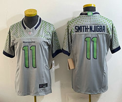Women's Nike Seattle Seahawks #11 Jaxon Smith-Njigba 2025 Gray Rivalries Stitched Football Jersey