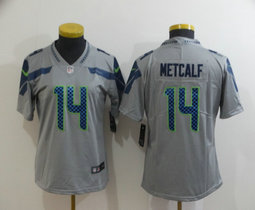 Women's Nike Seattle Seahawks #14 D.K. Metcalf Grey Vapor Untouchable Authentic Stitched NFL Jersey