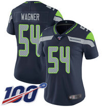 Women's Nike Seattle Seahawks #54 Bobby Wagner 100th Season Blue Vapor Untouchable Limited Authentic Stitched NFL Jersey