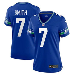 Women's Nike Seattle Seahawks #7 Geno Smith Blue Throwback Vapor Untouchable Authentic Stitched NFL Jersey.webp