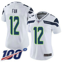 Women's Nike Seattle Seahawks 12th Fan With NFL 100th Season Patch White Vapor Untouchable Limited Stitched NFL Jersey