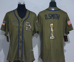 Women's Nike St.Louis Cardinals #1 Ozzie Smith Green Salute to Service Authentic Stitched MLB Jersey