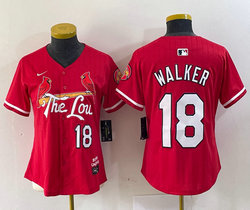Women's Nike St.Louis Cardinals #18 Jordan Walker Red 2024 City Game Authentic stitched MLB jersey