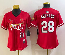 Women's Nike St.Louis Cardinals #28 Nolan Arenado Red 2024 City Game Authentic stitched MLB jersey