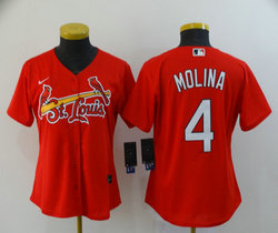 Women's Nike St.Louis Cardinals #4 Yadier Molina Red Game Authentic Stitched MLB Jersey