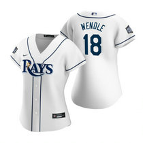 Women's Nike Tampa Bay Rays #18 Joey Wendle White Game 2020 World Series Game MLB jersey