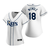 Women's Nike Tampa Bay Rays #18 Joey Wendle White Game Authentic stitched MLB jersey