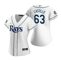 Women's Nike Tampa Bay Rays #63 Diego Castillo White 2020 World Series Game MLB jersey