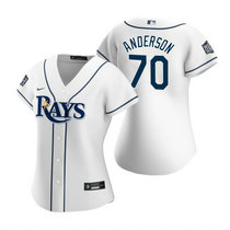 Women's Nike Tampa Bay Rays #70 Nick Anderson White 2020 World Series Game MLB jersey