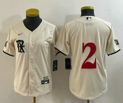 Women's Nike Texas Rangers #2 Marcus Semien Cream 2023 City Authentic Stitched MLB Jersey