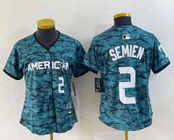 Women's Nike Texas Rangers #2 Marcus Semien Teal 2023 All-Star Stitched Baseball Jersey