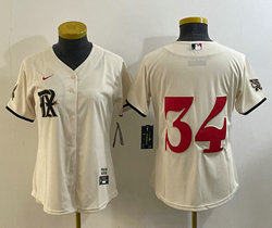 Women's Nike Texas Rangers #34 Nolan Ryan Cream 2023 City Authentic Stitched MLB Jersey