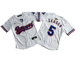 Women's Nike Texas Rangers #5 Corey Seager White Gold Collection Limited Jersey