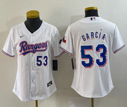Women's Nike Texas Rangers #53 Adolis Garcia 53 in front White Authentic Stitched MLB Jersey