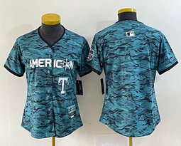 Women's Nike Texas Rangers Blank Teal 2023 All-Star Logo in front Stitched Baseball Jersey