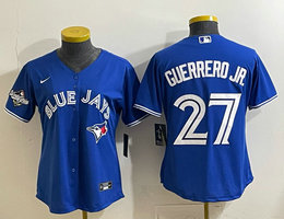 Women's Nike Toronto Blue Jays #27 Vladimir Guerrero Jr. Blue 2025 MLB World Series Patches MLB Jersey