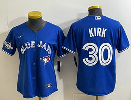 Women's Nike Toronto Blue Jays #30 Alejandro Kirk Blue 2025 MLB World Series Patches Jersey