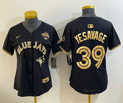 Women's Nike Toronto Blue Jays #39 Trey Yesavage Black Gold Champion Stitched Baseball Jersey