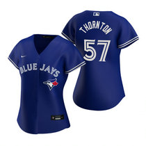 Women's Nike Toronto Blue Jays #57 Trent Thornton Blue Game Authentic Stitched MLB Jersey