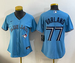 Women's Nike Toronto Blue Jays #77 Louis Varland Light Blue Authentic Stitched MLB Jersey