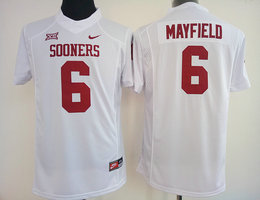 Women's Oklahoma Sooners #6 Baker Mayfield White Authentic Stitched NCAA Jersey