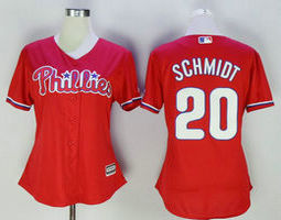 Women's Philadelphia Phillies #20 Mike Schmidt Red New Majestic Authentic Stitched MLB Jersey