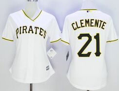 Women's Pittsburgh Pirates #21 Roberto Clemente White New Majestic Authentic Stitched MLB Jersey
