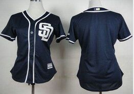 Women's San Diego Padres Blank Navy Blue Authentic stitched MLB jersey