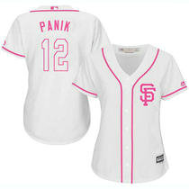 Women's San Francisco Giants #12 Joe Panik White Pink Authentic stitched MLB jersey