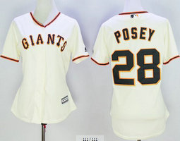 Women's San Francisco Giants #28 Buster Posey Cream Authentic Stitched MLB Jersey