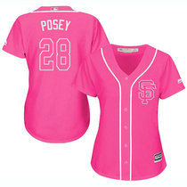 Women's San Francisco Giants #28 Buster Posey Pink Authentic stitched MLB jersey