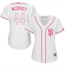 Women's San Francisco Giants #44 Willie McCovey White Pink Authentic stitched MLB jersey
