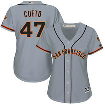 Women's San Francisco Giants #47 Johnny Cueto Grey Authentic Stitched MLB jerseys