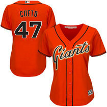 Women's San Francisco Giants #47 Johnny Cueto Orange Authentic Stitched MLB jerseys