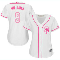 Women's San Francisco Giants #9 Matt Williams White Pink Authentic stitched MLB jersey