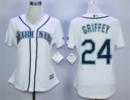Women's Seattle Mariners #24 Ken Griffey White New Majestic Authentic Stitched MLB Jersey