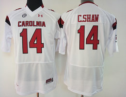 Women's South Carolina Fighting Gamecocks #14 Connor Shaw White Authentic Stitched College Football Jersey