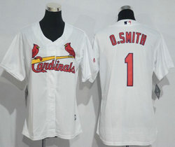 Women's St.Louis Cardinals #1 Ozzie Smith White New Majestic Authentic Stitched MLB jersey