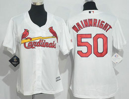 Women's St.Louis Cardinals #50 Adam Wainwright White New Majestic Authentic Stitched MLB Jersey