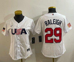 Women's Team USA #29 Cal Raleigh White 2026 World Baseball Classic Stadium Jersey