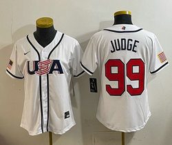 Women's Team USA #99 Aaron Judge White 2026 World Baseball Classic Stadium Jersey