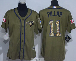 Women's Toronto Blue Jays #11 Kevin Pilla Green Salute To Service Stitched MLB Jersey