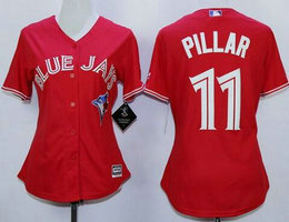 Women's Toronto Blue Jays #11 Kevin Pillar Red Canada Day New Majestic Authentic Stitched MLB Jersey