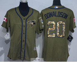 Women's Toronto Blue Jays #20 Josh Donaldson Green Salute To Service Stitched MLB Jersey